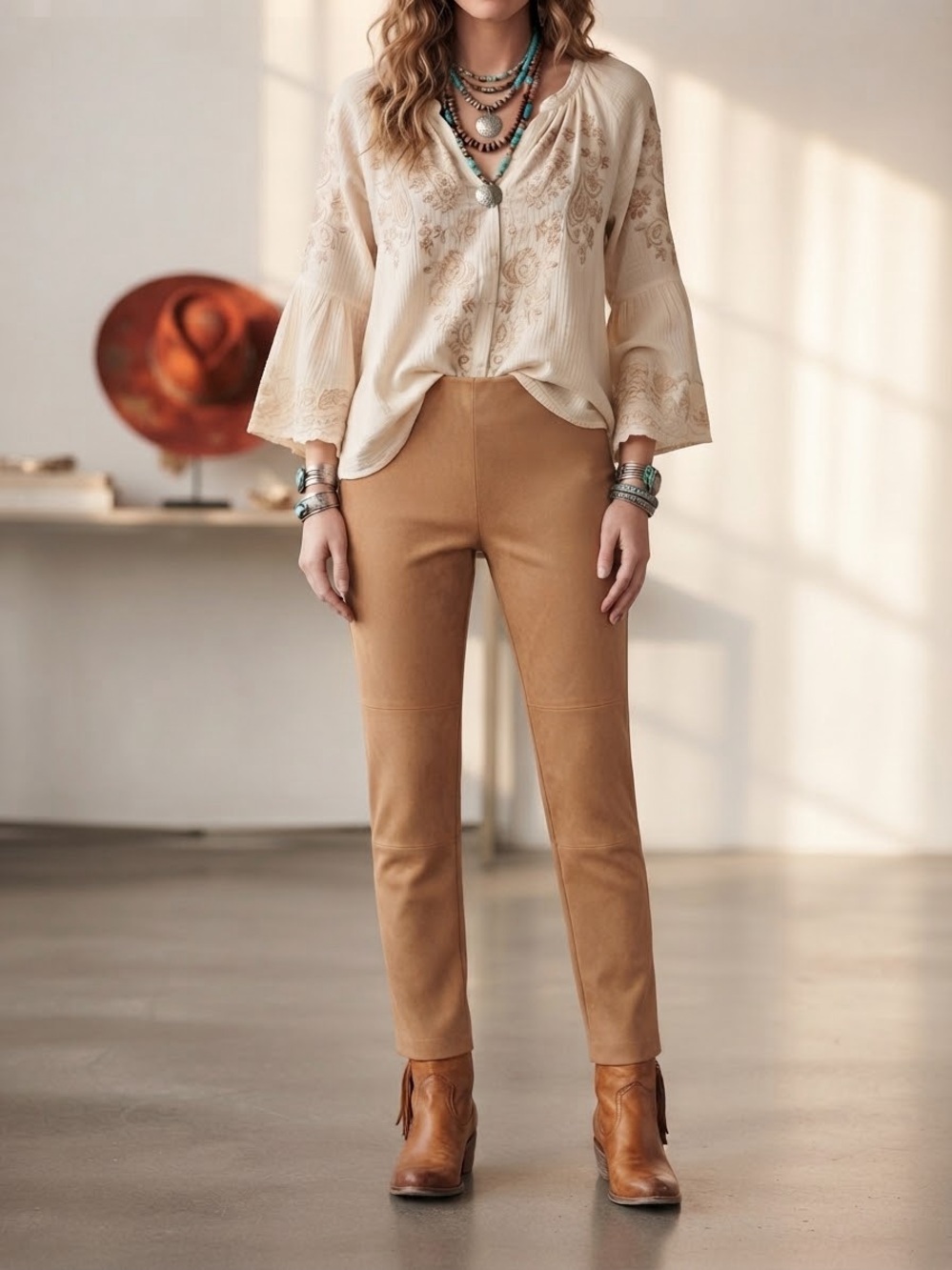 Vintage TALBOTS Faux Suede Straight Leg Pant 6P British Tan EUC